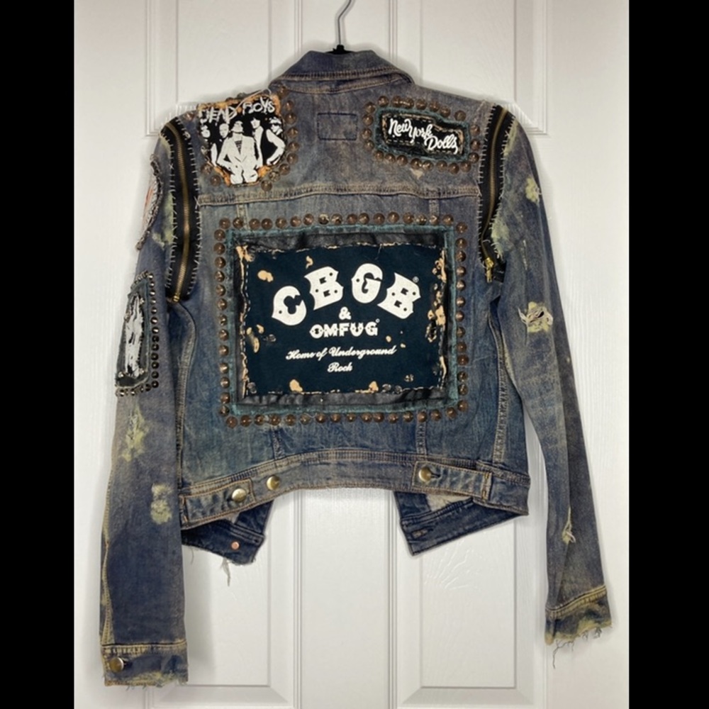 Custom Punk rock studded denim jacket - vest